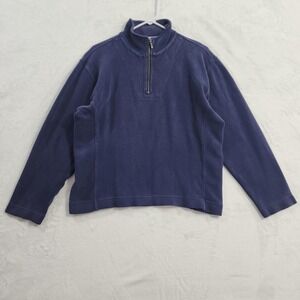 Tommy Bahama Sweater Womens L Blue Mock Neck 1/4 Zip Long Sleeve Pullover Casual